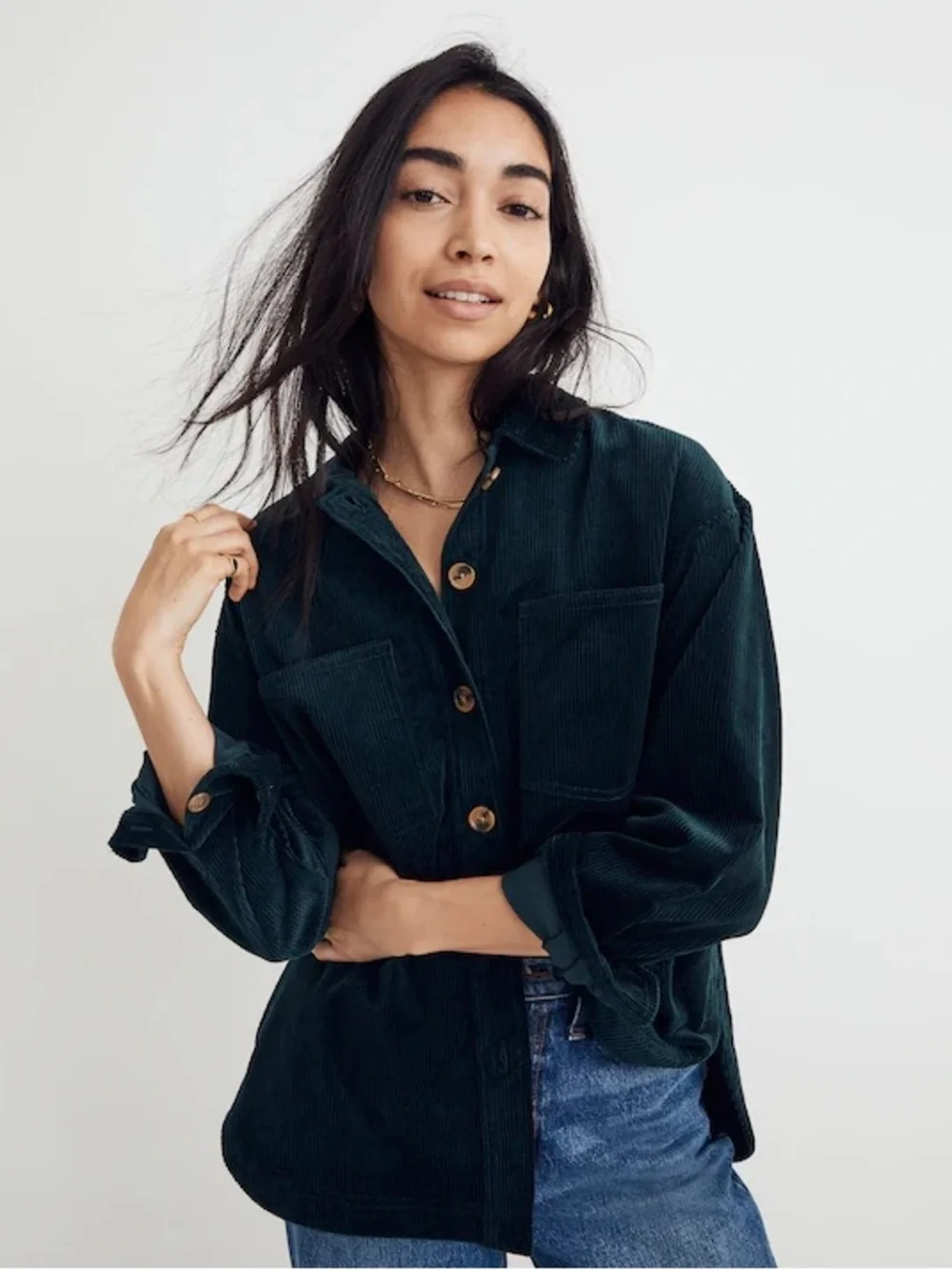 Madewell Kentwood Ancient Forest Corduroy Jacket Shirt Medium Button Up Pockets - Picture 5 of 15